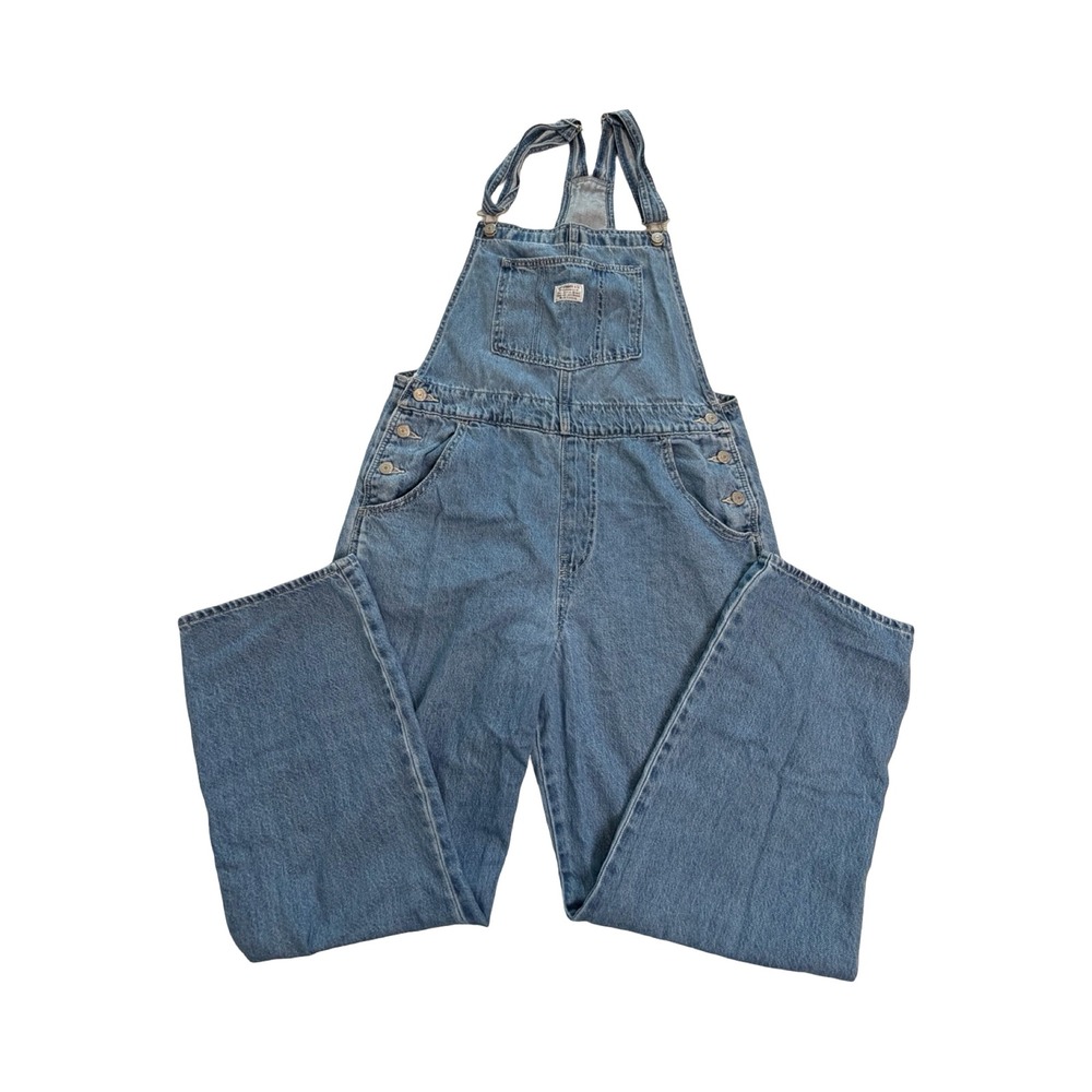 Levis Overalls Womens L Light Wash Denim Wide Leg Baggy Workwear